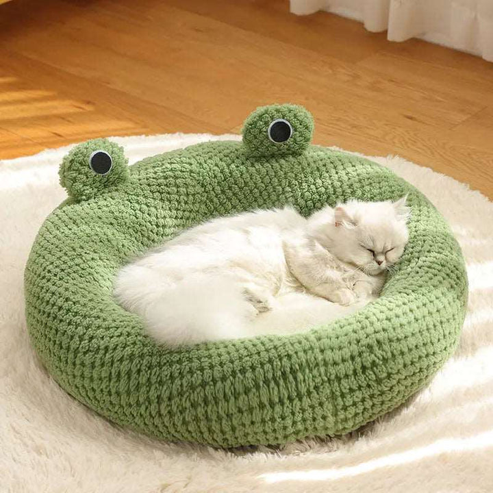 Pet Cat Dog Nest Little Frog Series Warm Plush Mat Autumn Winter Pet House Full Package Nest For Small Cats Dogs Within 5KG Gabby Whale