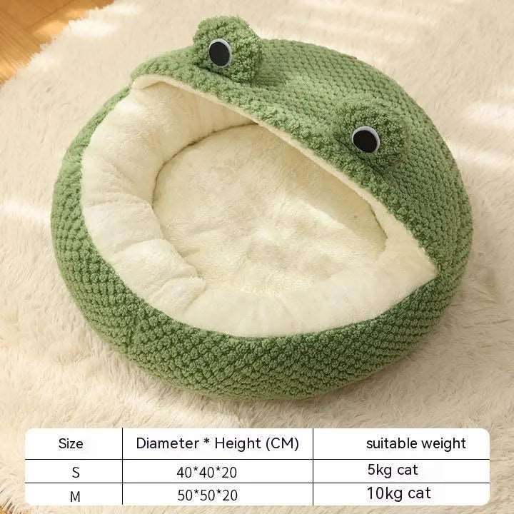 Pet Cat Dog Nest Little Frog Series Warm Plush Mat Autumn Winter Pet House Full Package Nest For Small Cats Dogs Within 5KG Gabby Whale