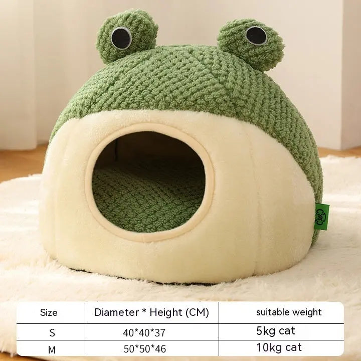 Pet Cat Dog Nest Little Frog Series Warm Plush Mat Autumn Winter Pet House Full Package Nest For Small Cats Dogs Within 5KG Gabby Whale