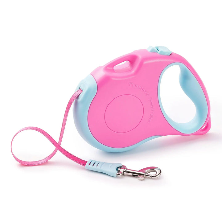 Retractable dog leash with durable build, ergonomic handle, and extra shoulder strap for hands-free control.