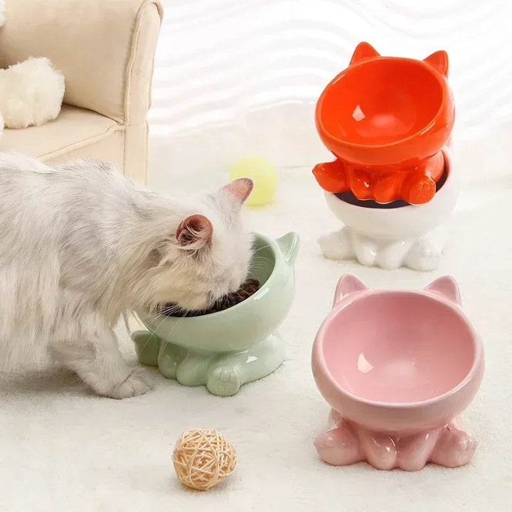 Ceramic Cat Bowl |Elevated Design for Better Posture - Gabby Whale