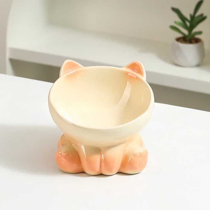 Ceramic Cat Bowl |Elevated Design for Better Posture - Gabby Whale