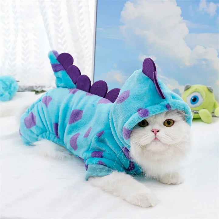 Plush Dinosaur Pet Costume | Winter Jumpsuit - Gabby Whale