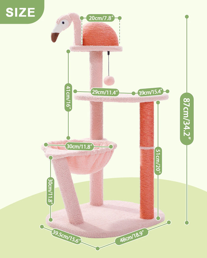 Pink Flamingo Cat Tower | Stylish &amp; Functional Cat Tree - Gabby Whale