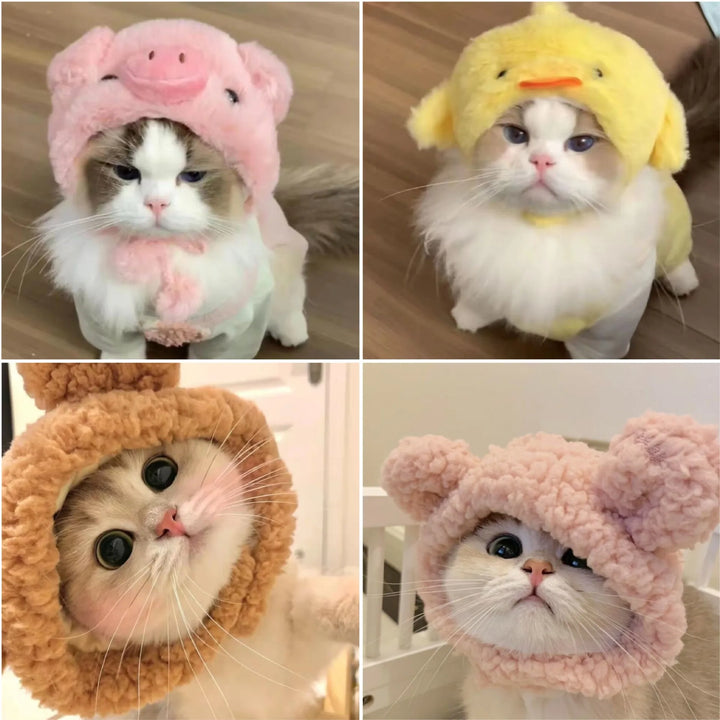 Funny Cat Hat | Plush Yarn Cosplay Cap - Gabby Whale