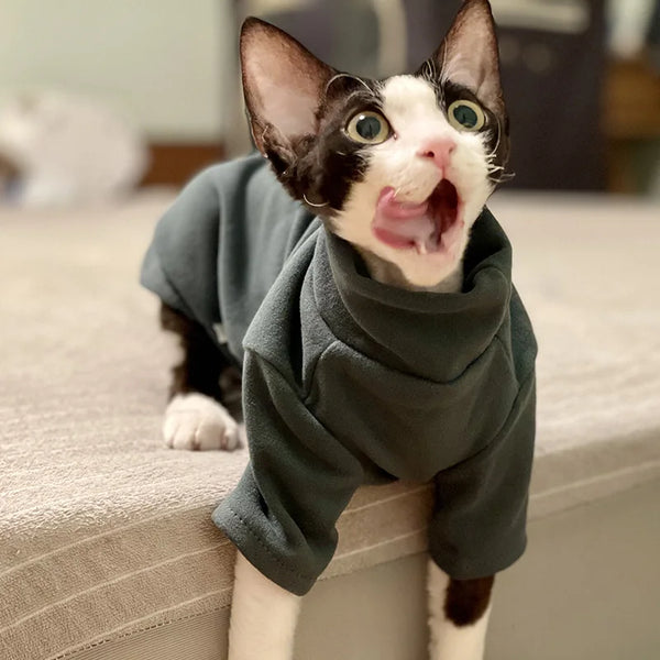 Soft Cotton Clothes for Sphynx Cats | Fall & Winter Outfits - Gabby Whale