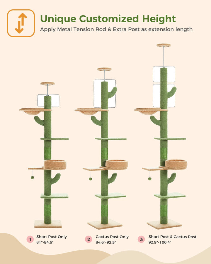 Adjustable Height Cactus Cat Tree - Gabby Whale