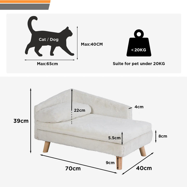 Waterproof Plush Elevated Cat Lounge Sofa with Solid Wood Legs & Cushion - Gabby Whale