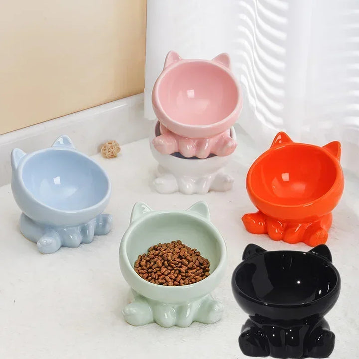 Ceramic Cat Bowl |Elevated Design for Better Posture - Gabby Whale