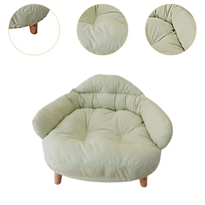 Comfortable Cat Couch with Wooden Legs | Plush Pet Sofa Bed - Gabby Whale