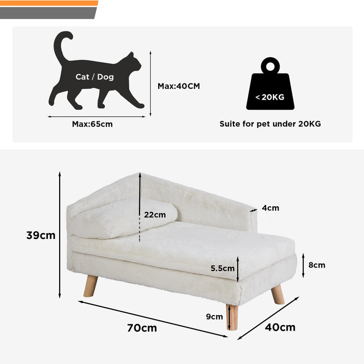 Waterproof Plush Elevated Cat Lounge Sofa with Solid Wood Legs & Cushion - Gabby Whale