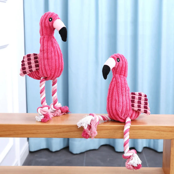 Flamingo Squeaky Plush Dog Toy