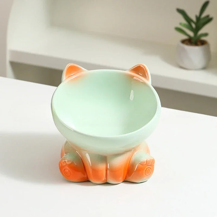 Ceramic Cat Bowl |Elevated Design for Better Posture - Gabby Whale