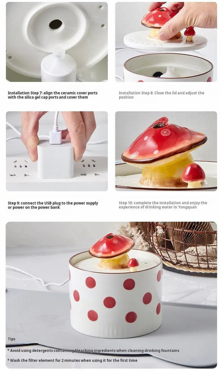 Small Mushroom Ceramic Water Dispenser - Gabby Whale INC