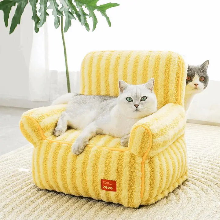 Cozy and Stylish Cat Couch with Soft Plush Fabric and Handle for Easy Movement