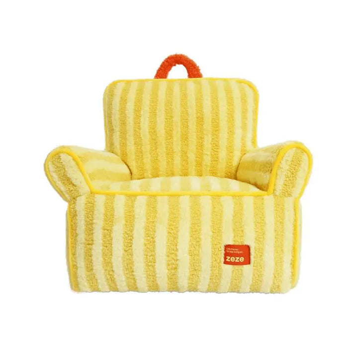 Stripe Soft Plush Pet Sofa - Cat Couch in Vibrant Yellow and Purple