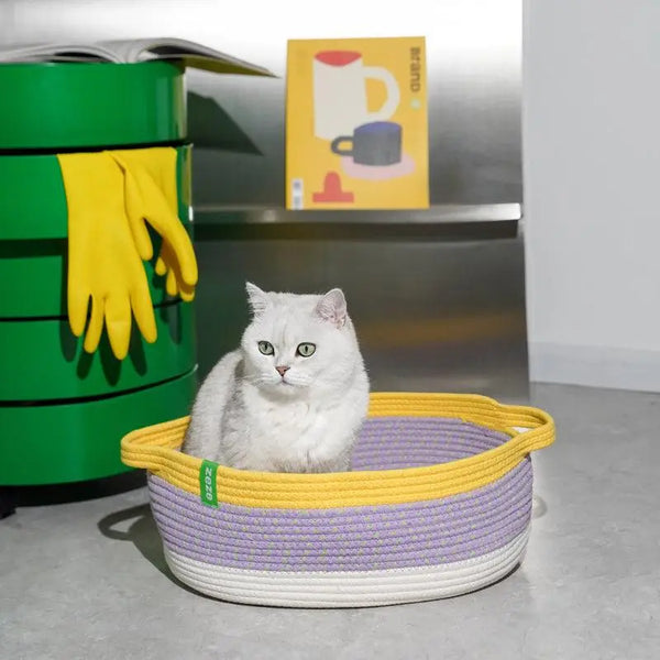 Handwoven Cat Nest (Typha + Cotton)