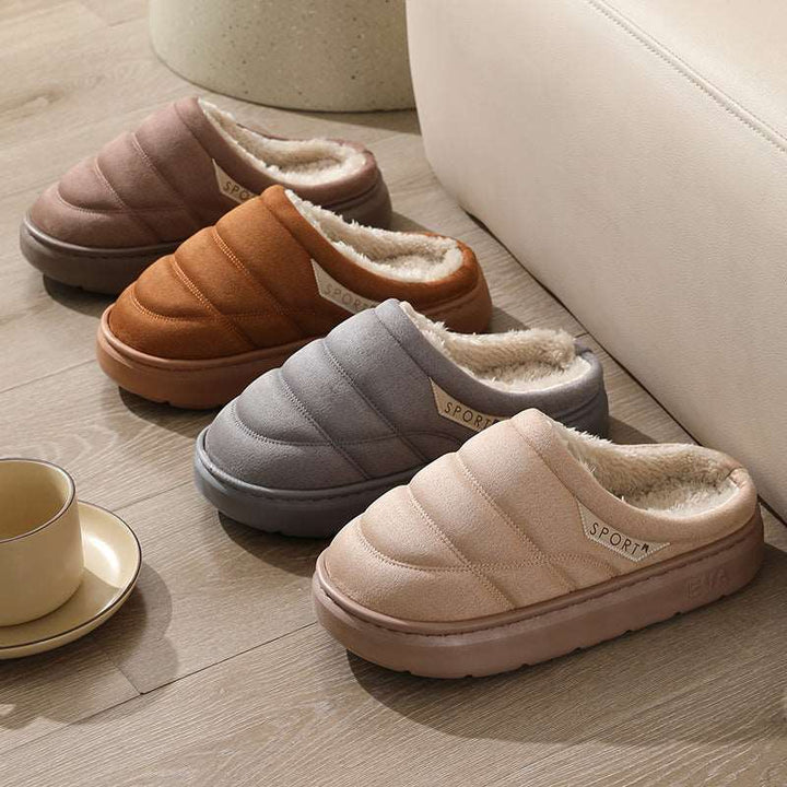 Fashion Solid Plush Slipper Winter Warm Indoor Floor Bedroom Home Slippers For Couple Thick-soled House Shoes Women Men Gabby Whale