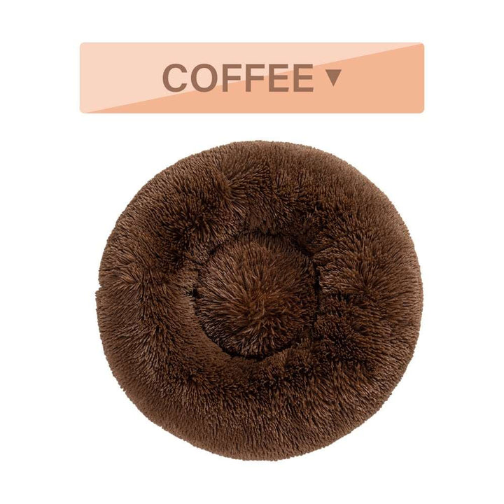 Fluffy Donut Dog Bed  Warm Soft Long Plush Pet Cushion Dog House Cat  Bed Washable Pet Sofa Mat Calming Samll Large Dog Beds Gabby Whale