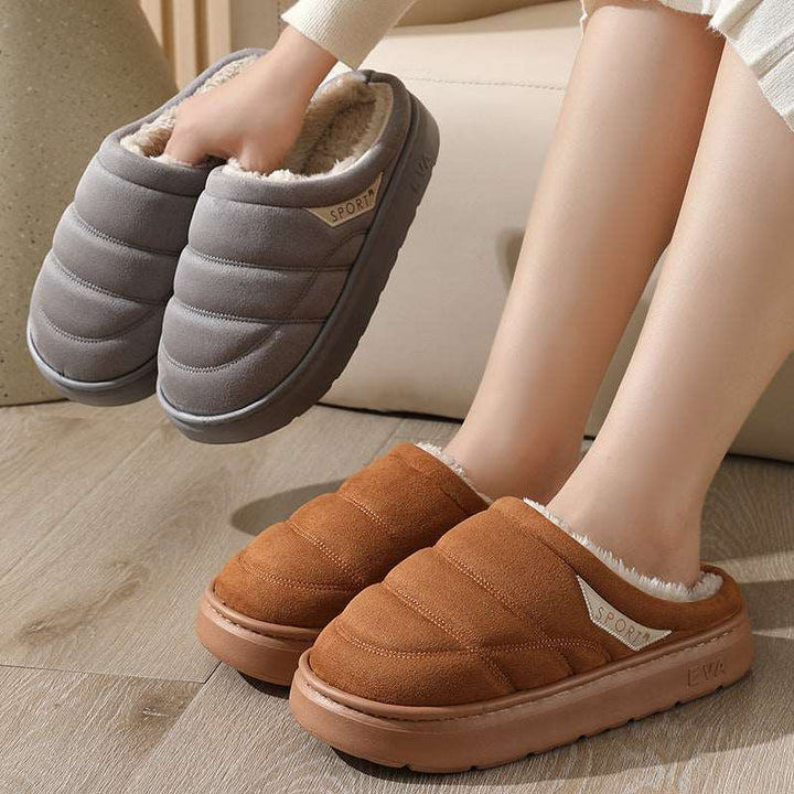 Fashion Solid Plush Slipper Winter Warm Indoor Floor Bedroom Home Slippers For Couple Thick-soled House Shoes Women Men Gabby Whale