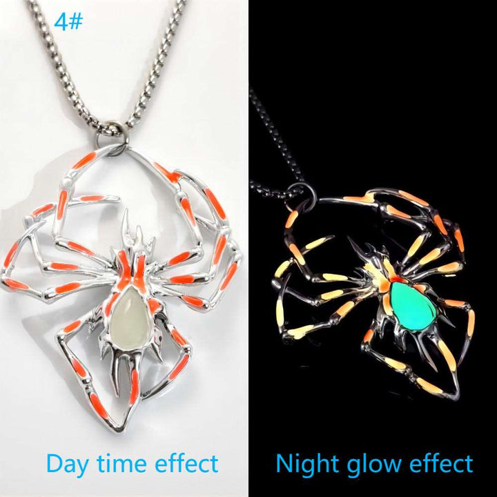 Halloween Creative Stereo Luminous Spider Necklace Jewerly Glowing Night Fluorescence Antique Vintage Glow In The Dark For Men Women Gift Party Halloween Day Club Gabby Whale