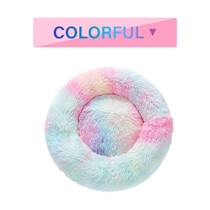 Fluffy Donut Dog Bed  Warm Soft Long Plush Pet Cushion Dog House Cat  Bed Washable Pet Sofa Mat Calming Samll Large Dog Beds Gabby Whale