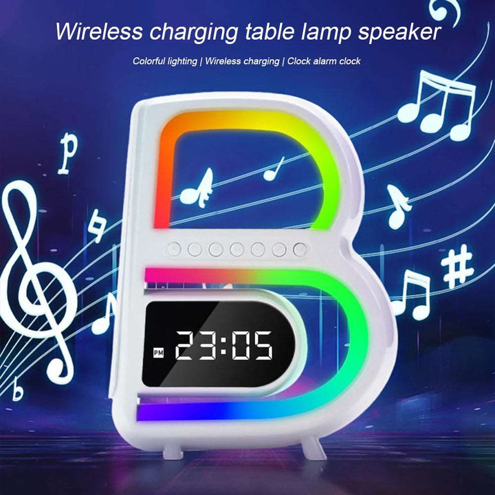 2024 New B-Shaped Blutooth Speaker Multifunctional Smart Music Rhythm Lighting Phone Wireless Charger TF Card AUX Input Standard Mode - Gabby Whale