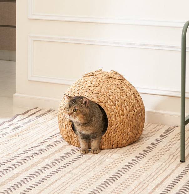 Weaving Rattan Circular Cat Bed Gabby Whale