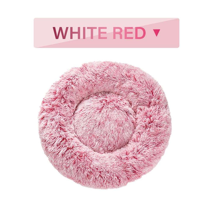 Fluffy Donut Dog Bed  Warm Soft Long Plush Pet Cushion Dog House Cat  Bed Washable Pet Sofa Mat Calming Samll Large Dog Beds Gabby Whale