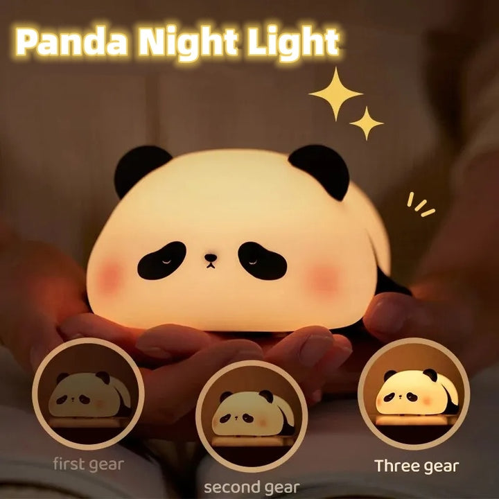 Panda Night Lights For Kids Cute Animal Silicone Timing Rechargeable Lamp Cartoon Panda Bedroom Decoration Kids Boys Girls Gift Gabby Whale