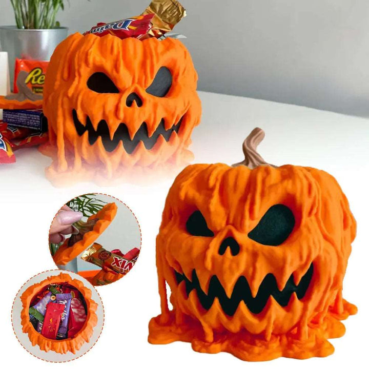 Melting Halloween Pumpkin Candy Bowl With Lid Reusable Candy Dish Spooky Food Display Bowl For Home Halloween Gabby Whale