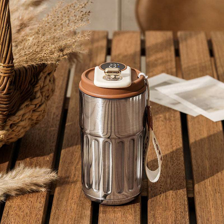 Smart Digital Thermal Bottle Portable Coffee Mug Stainless Steel Water Bottle In-Car Insulated Cup Keep Cold Vacuum Flasks 450ml Gabby Whale