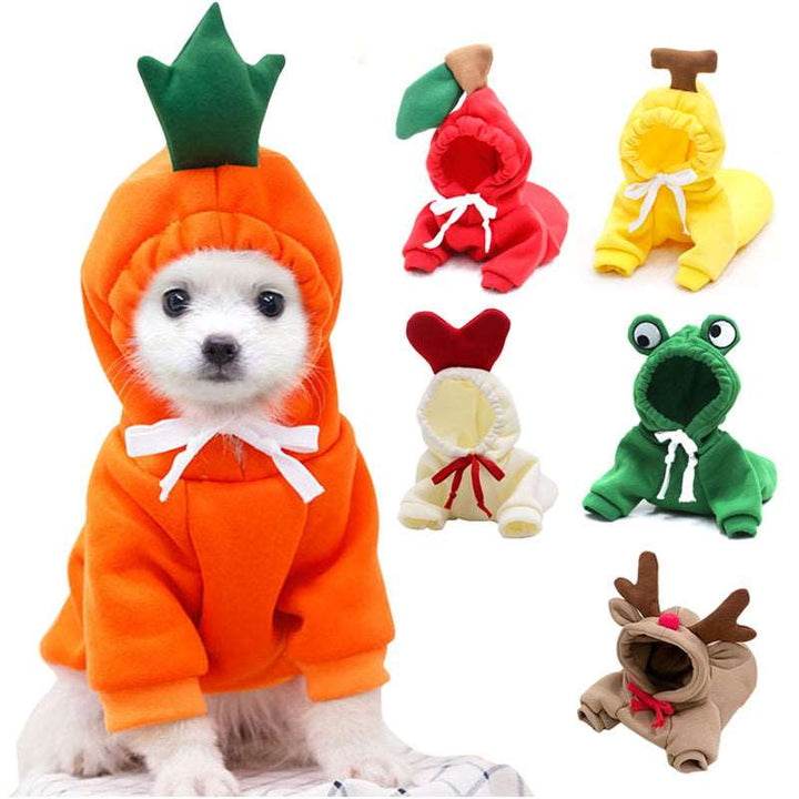 Cute Fruit Dog Clothes For Small Dogs Hoodies Winter Warm Fleece Pet Clothing Puppy Cat Costume Coat For French Chihuahua Outfit Gabby Whale