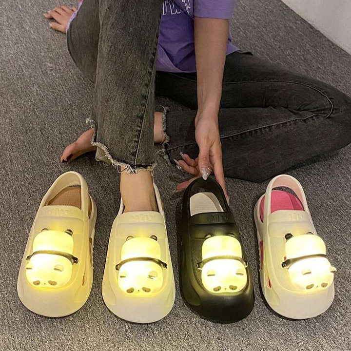 2024 Cute Slipper With Panda Lamp Summer Sandales Femme Light Funny Woman Slippers Shoes Women - Gabby Whale