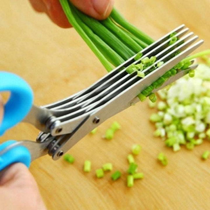 Multifunctional Multi-layer Green Onion Scissors Stainless Steel Onion Cutting Knife Herb Seaweed Spice Scissors Kitchen Scissor Kitchen Gadgets Gabby Whale