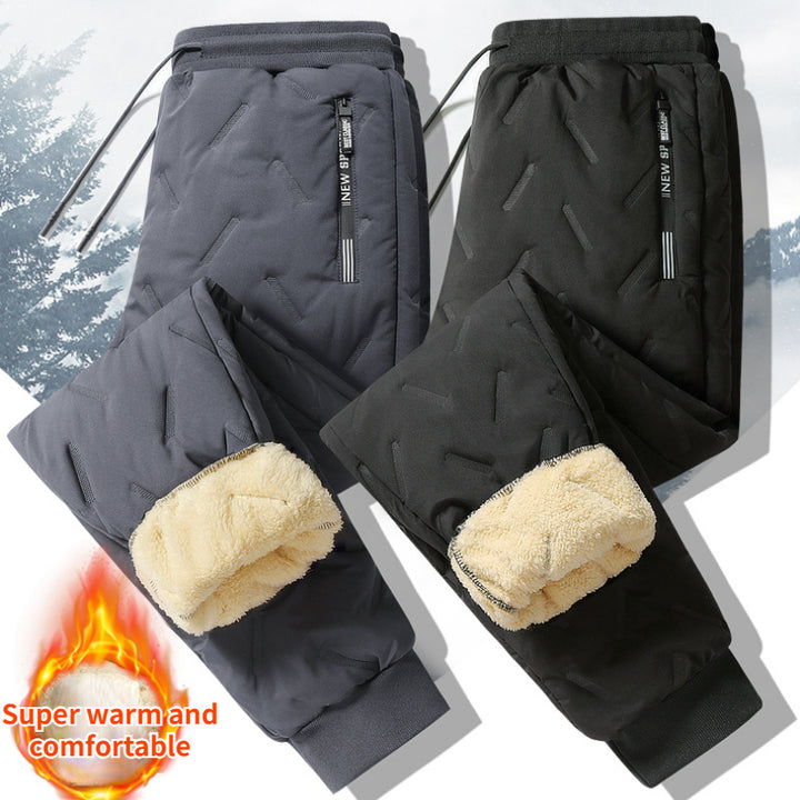 Winter Sweatwear Men Plush Thick Fleece Sweatpant Lambswool Thermal Trousers Casual Pants Waterproof Windproof Warm Cotton Pants Gabby Whale