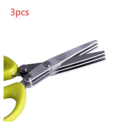 Multifunctional Multi-layer Green Onion Scissors Stainless Steel Onion Cutting Knife Herb Seaweed Spice Scissors Kitchen Scissor Kitchen Gadgets Gabby Whale