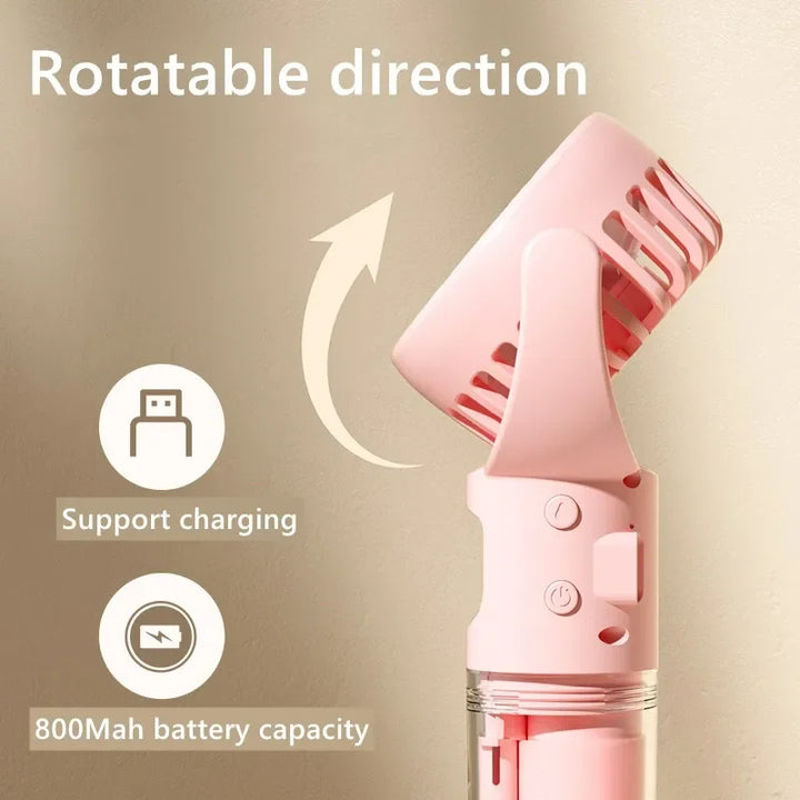 Portable Handheld Spray Fan 4-Speed Water Spray Mist Fan Summer Cooling Artifact USB Charging Summer Supplies Outdoor Mini Fan Gabby Whale