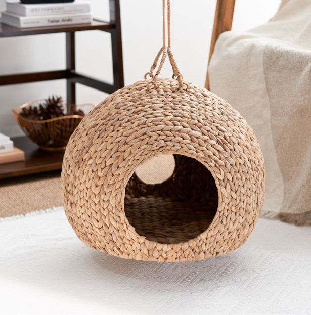 Weaving Rattan Circular Cat Bed Gabby Whale