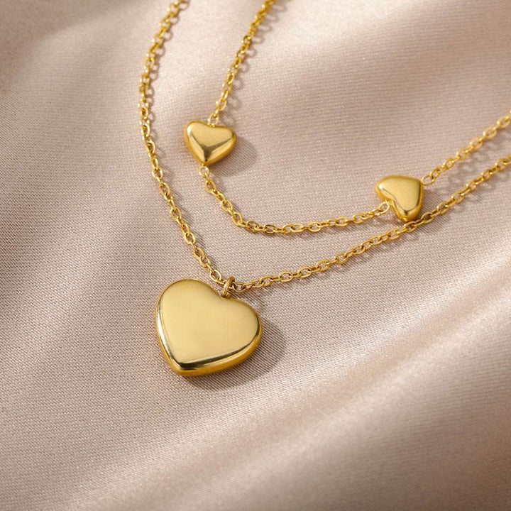 Fashion Jewelry Multilayer Heart Pendant Necklaces For Women Stainless Steel Chain Choker Zircon Moon Star Necklace Femme Wedding Jewelry Gift Gabby Whale