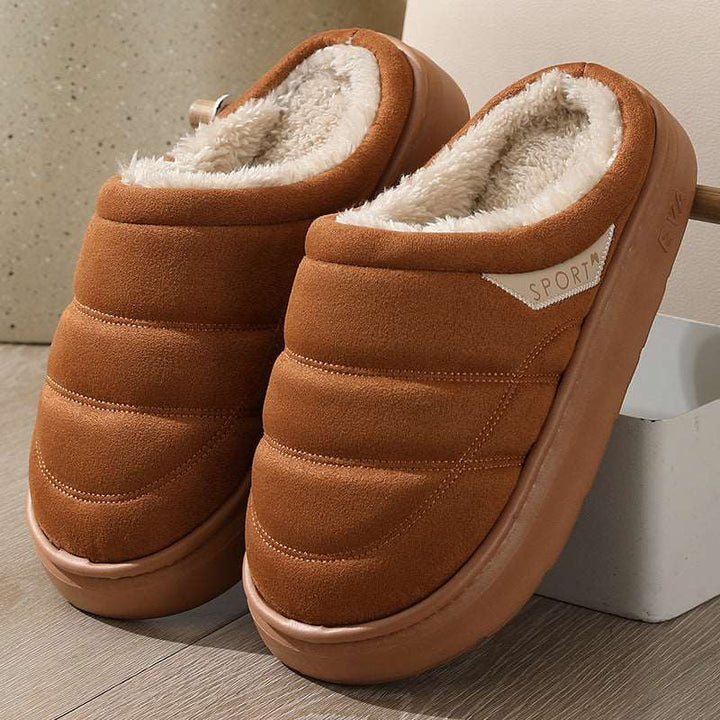 Fashion Solid Plush Slipper Winter Warm Indoor Floor Bedroom Home Slippers For Couple Thick-soled House Shoes Women Men Gabby Whale