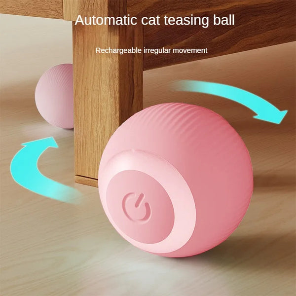 “Electric rolling ball cat toy made of food-grade silicone, ideal for indoor cats’ solo playtime